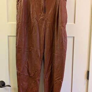 LOFT Women's Buttery Soft Faux-Leather Ankle Pants in Brown Size 18 Tall/Long